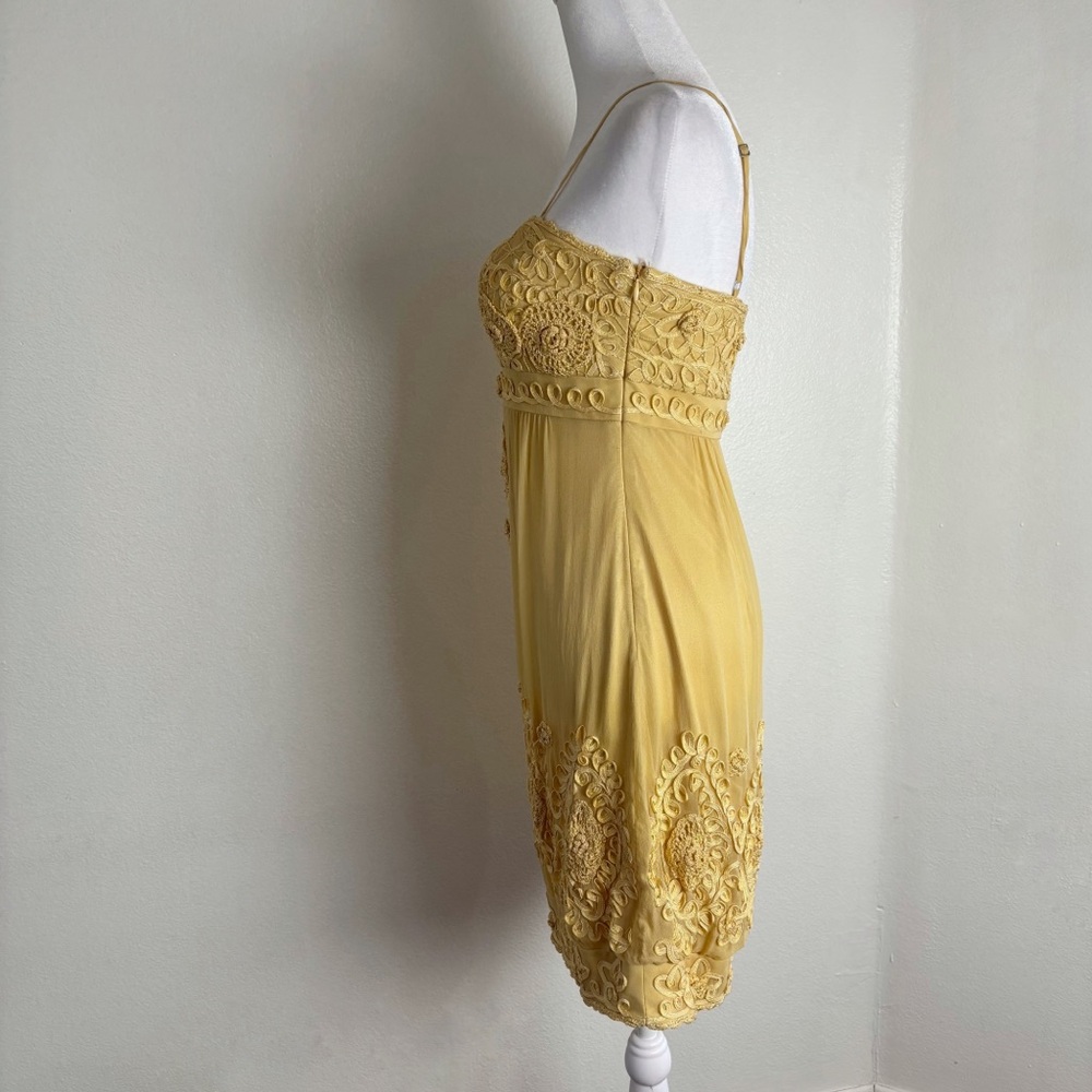 Sue Wong Embroidered Yellow Silk Cocktail Dress | Size 2 - Picture 6 of 9